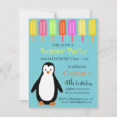 Penguin-Sommer-Party mit Popsicles Einladung (Vorderseite)