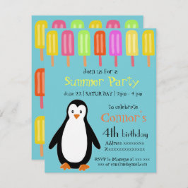 Penguin-Sommer-Party mit Popsicles Einladung