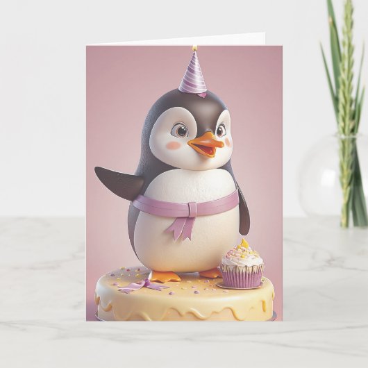 Penguin Speedster Birthday Dash Karte (Vorderseite)