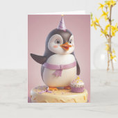 Penguin Speedster Birthday Dash Karte (Gelbe Blume)