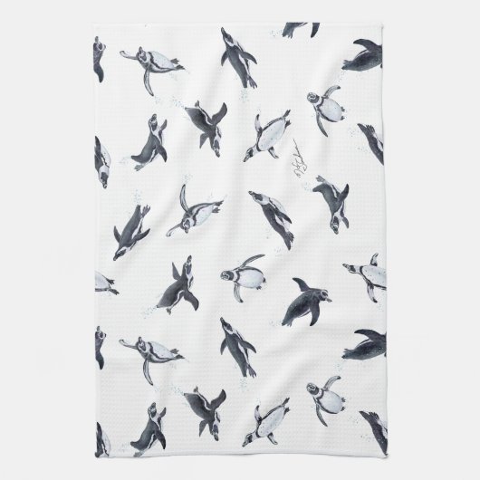 Penguin Squadron | Ocean Art Design Geschirrtuch (Vertikal)