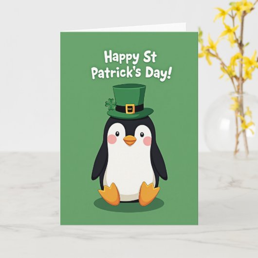 Penguin St Patricks Day Card Karte (Gelbe Blume)