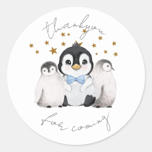 Penguin Star Party Thankyou Sticker (Vorderseite)