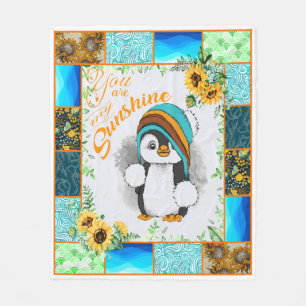Penguin Sunflower Du Bist Mein Sonnenschein Fleecedecke