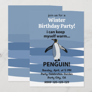 Penguin Süße Winterparty Geburtstag Einladung