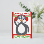 Penguin Toon Holiday! Postkarte (Stehend Vorderseite)