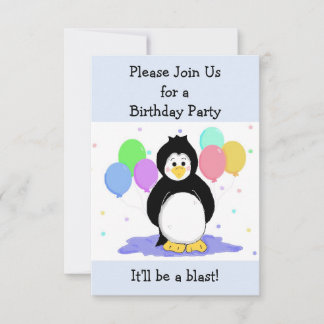 Penguin und Balloons Einladung zum Geburtstag