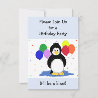 Penguin und Balloons Einladung zum Geburtstag