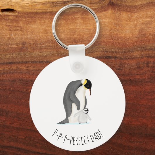 Penguin und Küken Schlüsselring "perfekter Papa" Schlüsselanhänger (Vorderseite)