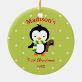 Penguin-und -polka-Punkte des Babys niedliche Keramikornament (Hinten)