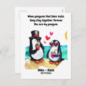 Penguin Valentines Feiertagspostkarte (Vorne/Hinten)