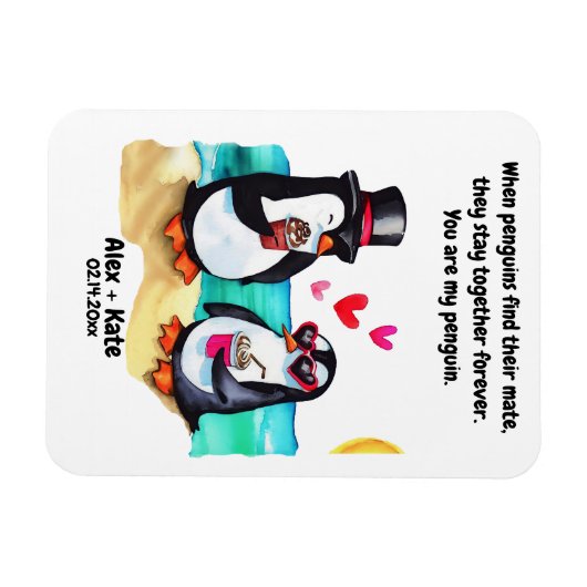 Penguin Valentines Magnet (Horizontal)