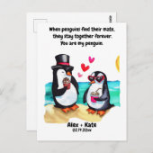 Penguin Valentines Postkarte (Vorne/Hinten)