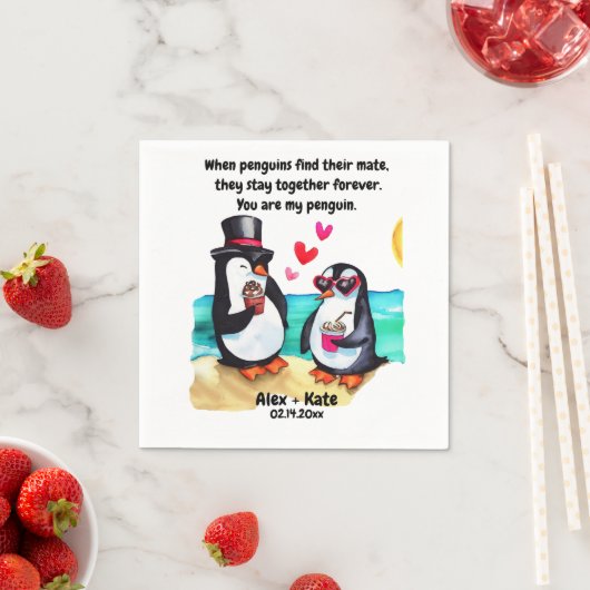 Penguin Valentines Serviette (Beispiel)