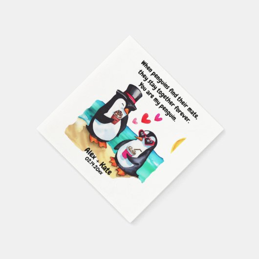 Penguin Valentines Serviette (Ecke)