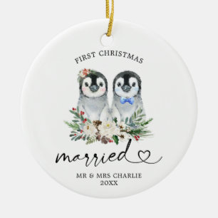 Penguin Verheiratetes Weihnachtsgeschenk Keramik Ornament