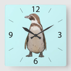 Penguin Wall Clock Quadratische Wanduhr