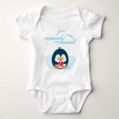 PENGUIN "warme mir das Herz" Baby Strampler (Vorderseite)