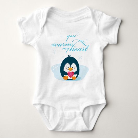 PENGUIN "warme mir das Herz" Baby Strampler (Vorderseite)