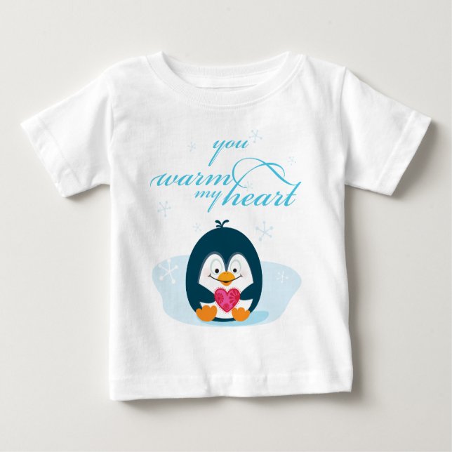 PENGUIN "warme mir das Herz" Baby T-shirt (Vorderseite)