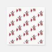 Penguin Wasserfarbe Kunst zu Weihnachten Serviette (Vorderseite)