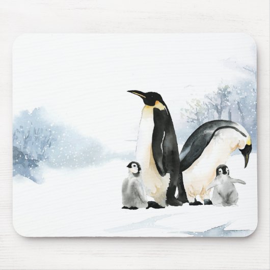 Penguin Watercolor Mousepad (Vorne)