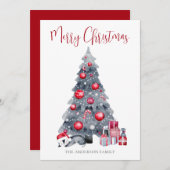 Penguin Watercolor Red Black Frohe Weihnachten (Vorne/Hinten)