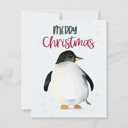 Penguin Watercolor Weihnachtskarte Mitteilungskarte (Vorderseite)