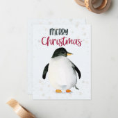 Penguin Watercolor Weihnachtskarte Mitteilungskarte (Vorderseite/Rückseite Beispiel)