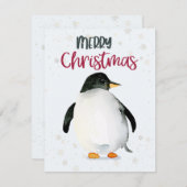 Penguin Watercolor Weihnachtskarte Mitteilungskarte (Vorne/Hinten)