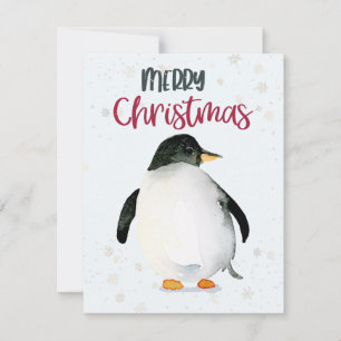 Penguin Watercolor Weihnachtskarte Mitteilungskarte