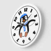 Penguin Wearing A Scarf Clock Große Wanduhr (Winkel)