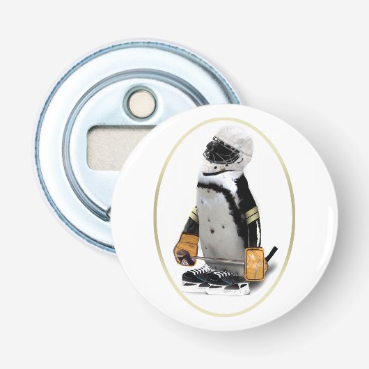 Penguin Wearing Hockey Gear Flaschenöffner (Vorderseite)