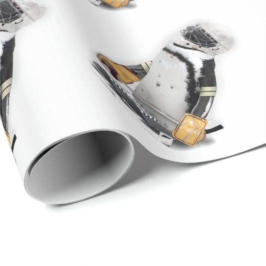 Penguin Wearing Hockey Gear Geschenkpapier (Rolleneckpunkt)