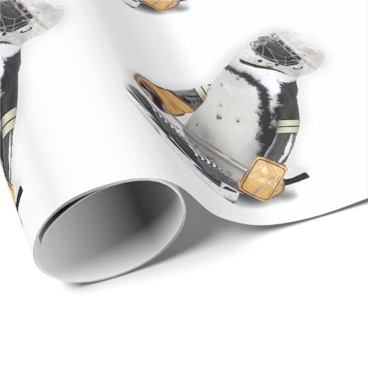 Penguin Wearing Hockey Gear Geschenkpapier (Rolleneckpunkt)