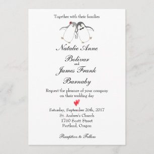 Penguin Wedding Einladung Moderne, stilvolle Niedl