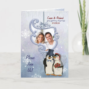 Penguin Wedding Foto Einladung