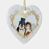 Penguin Wedding Heart - Anpassen des Hintergrundte Keramikornament (Rechts)
