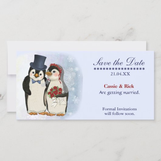 Penguin Wedding Save The Date (Vorderseite)