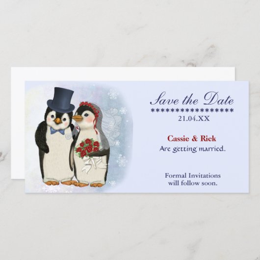 Penguin Wedding Save The Date (Vorne/Hinten)