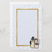 Penguin Wedding Stationery Briefpapier (Vorne/Hinten)