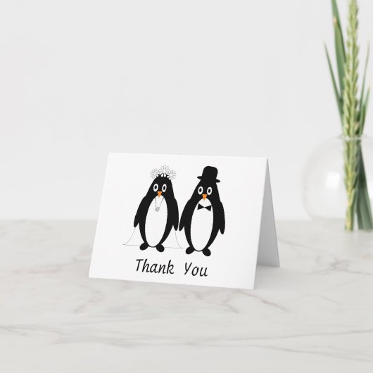Penguin Wedding Vielen Dank Feiertagskarte (Vorderseite)