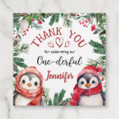 Penguin Weihnachten 1. Geburtstag Vielen Dank für  Geschenkanhänger (Vorderseite)