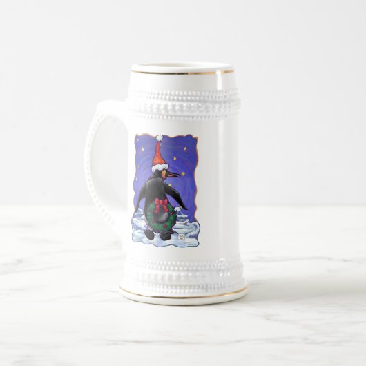 Penguin Weihnachten Bierglas (Vorderseite Links)