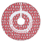 Penguin Weihnachten Familienname und Schneeflocken Polyester Weihnachtsbaumdecke (Vorderseite)