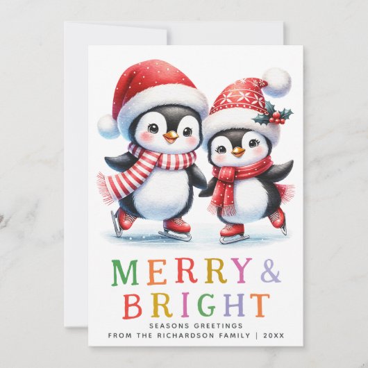 Penguin Weihnachten Farbenfroh und hell (Vorderseite)