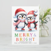 Penguin Weihnachten Farbenfroh und hell (Stehend Vorderseite)