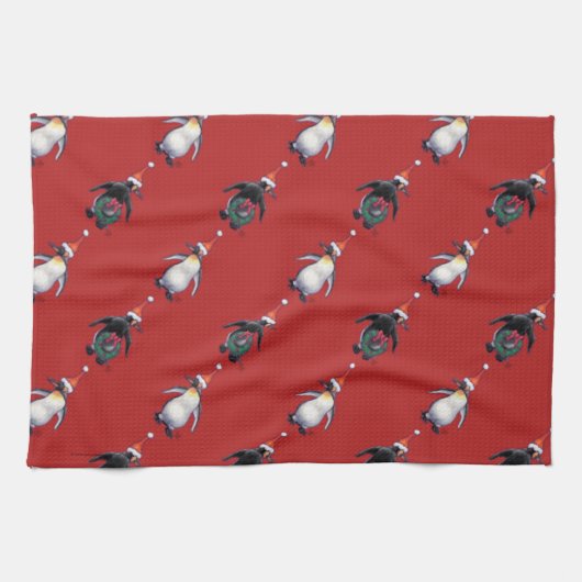 Penguin Weihnachten Geschirrtuch (Horizontal)