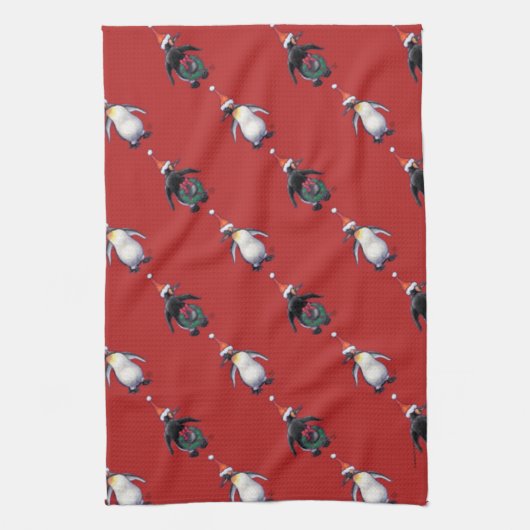 Penguin Weihnachten Geschirrtuch (Vertikal)