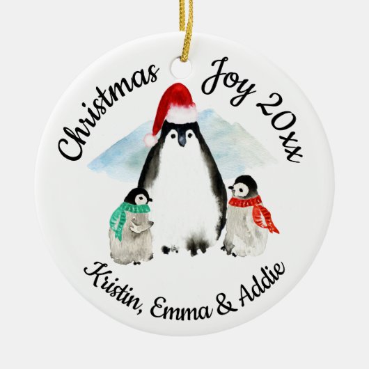 Penguin Weihnachten Keramik Ornament (Vorne)